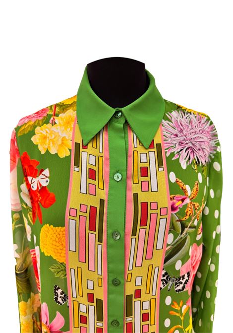 Floral patterned shirt with appliqués GAI MATTIOLO | shirts | LV1272verde foresta